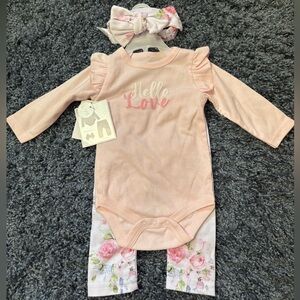 Shabby Chic NTW Baby Onesie with Floral Leggings and Headband